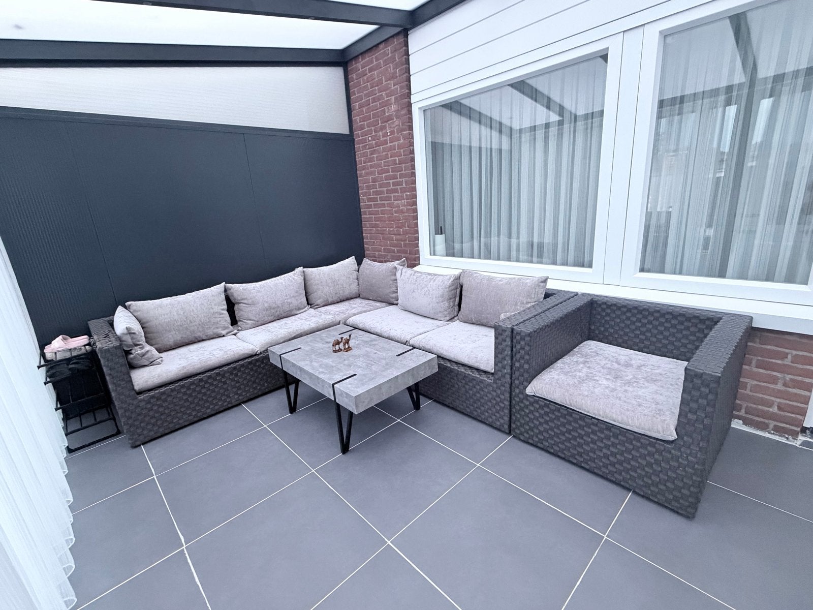 Luxe Wicker Loungeset met Salontafel - Zo goed als nieuw, Tuin en Terras, 5 zitplaatsen, Ophalen of Verzenden, Zo goed als nieuw