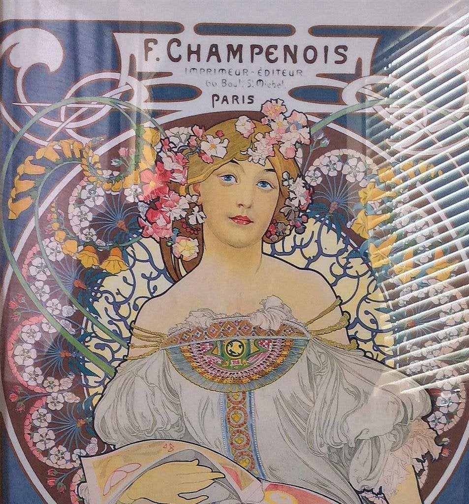 ALPHONSE MUCHA f. Champenois Poster in Lijst, Verzenden