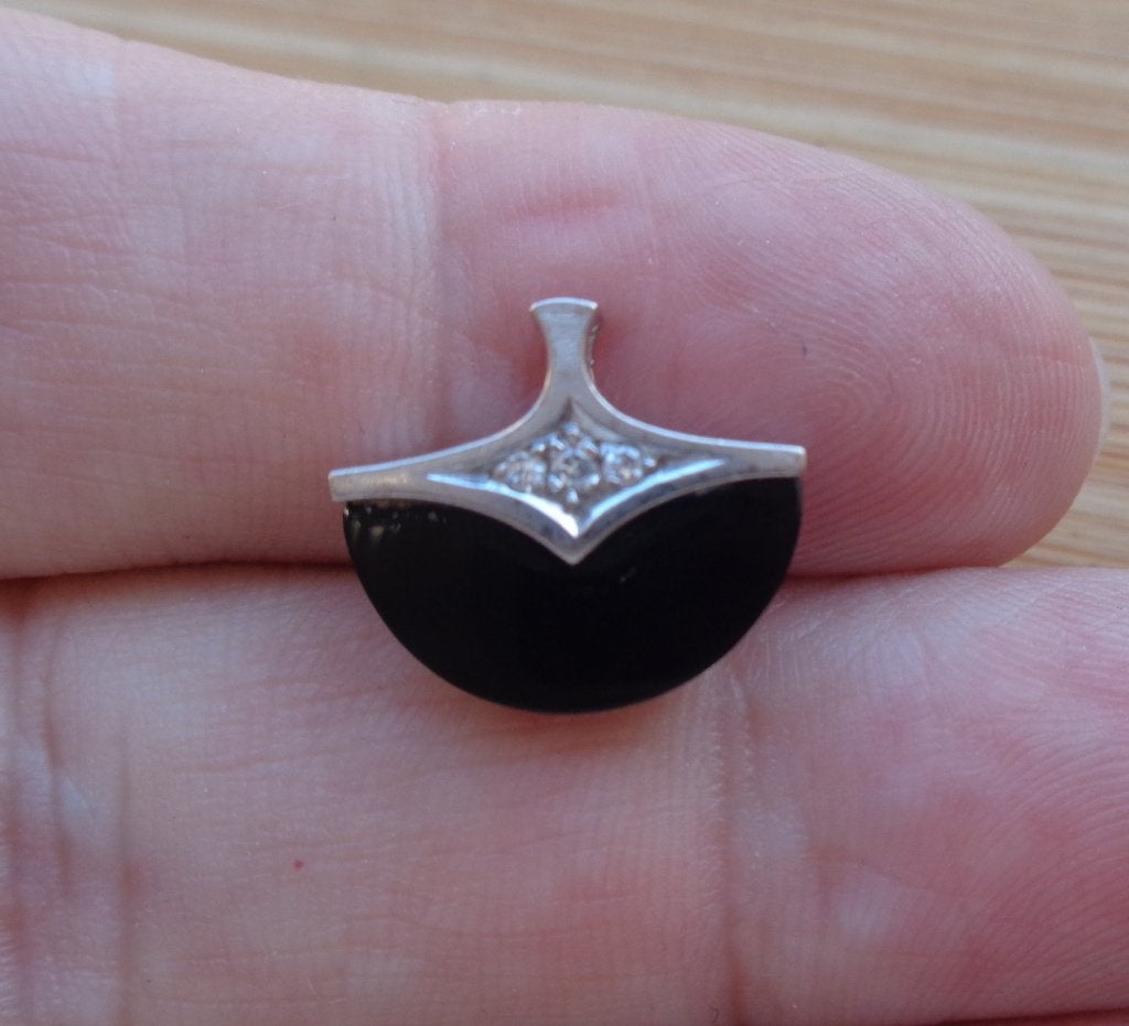 14 karaat wit gouden hanger met onyx [420], Verzenden, Zo goed als nieuw, Met edelsteen, Zilver