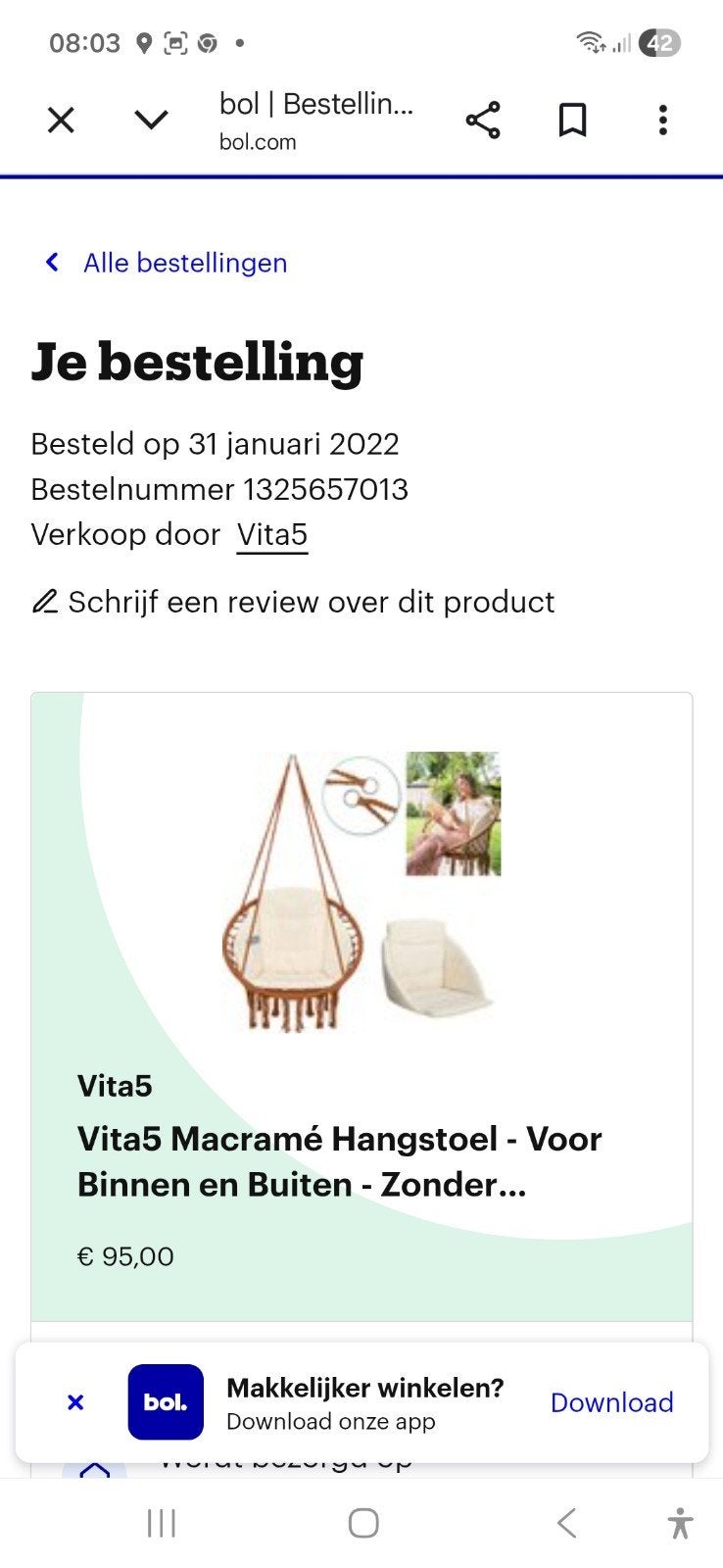 hangstoel NIEUW t.e.a.b., Tuin en Terras, Ophalen, Nieuw