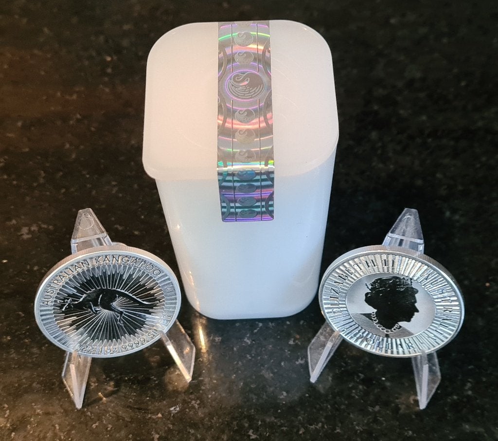 Monsterbox Kangaroo 250 x 1 oz .9999 zilveren munten., Ophalen, Zilver