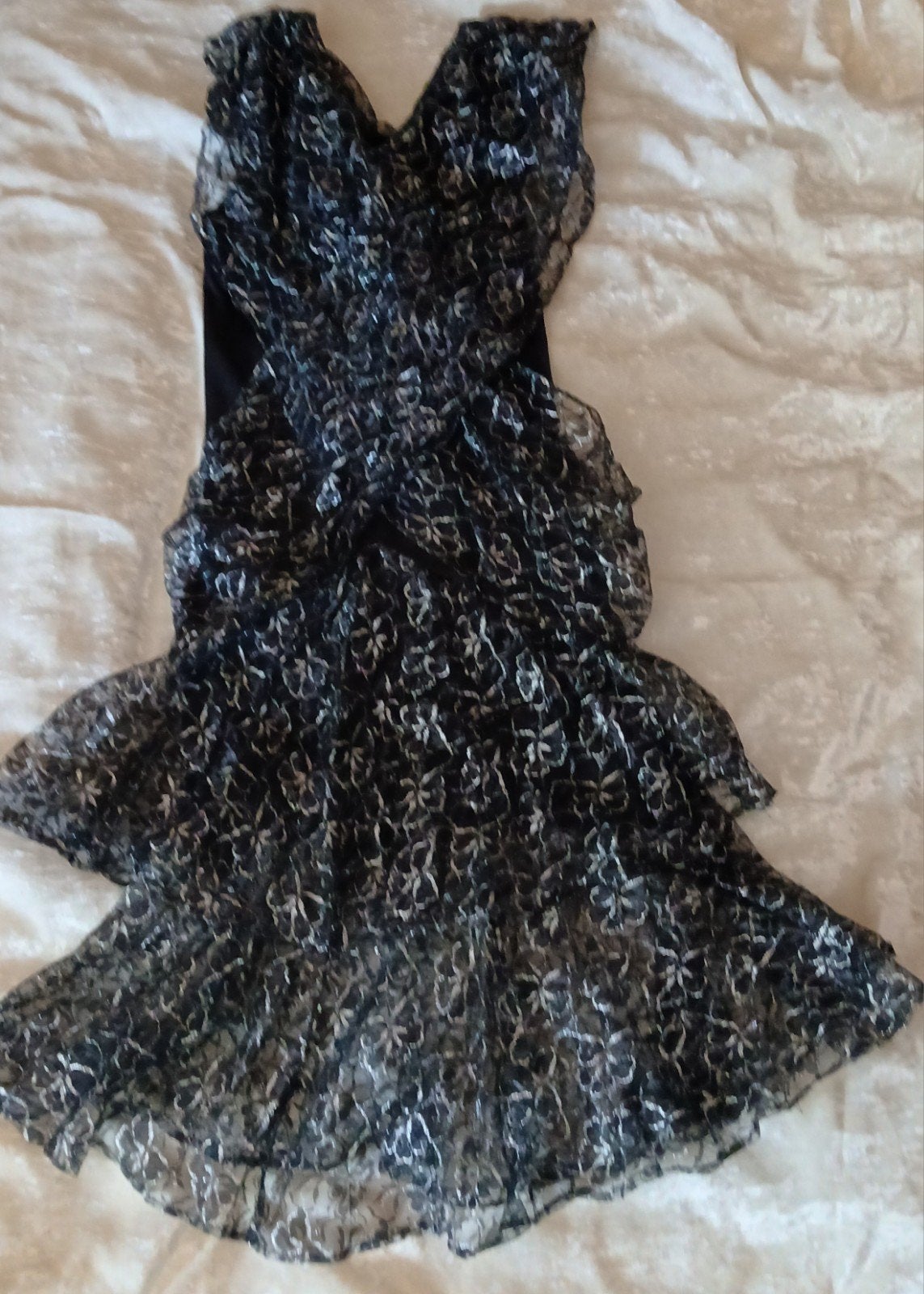 Avondjurk/cocktailjurk zwart, zilver kant maat 40, Maat 38/40 (M), Zwart, Cocktailjurk, Ophalen of Verzenden