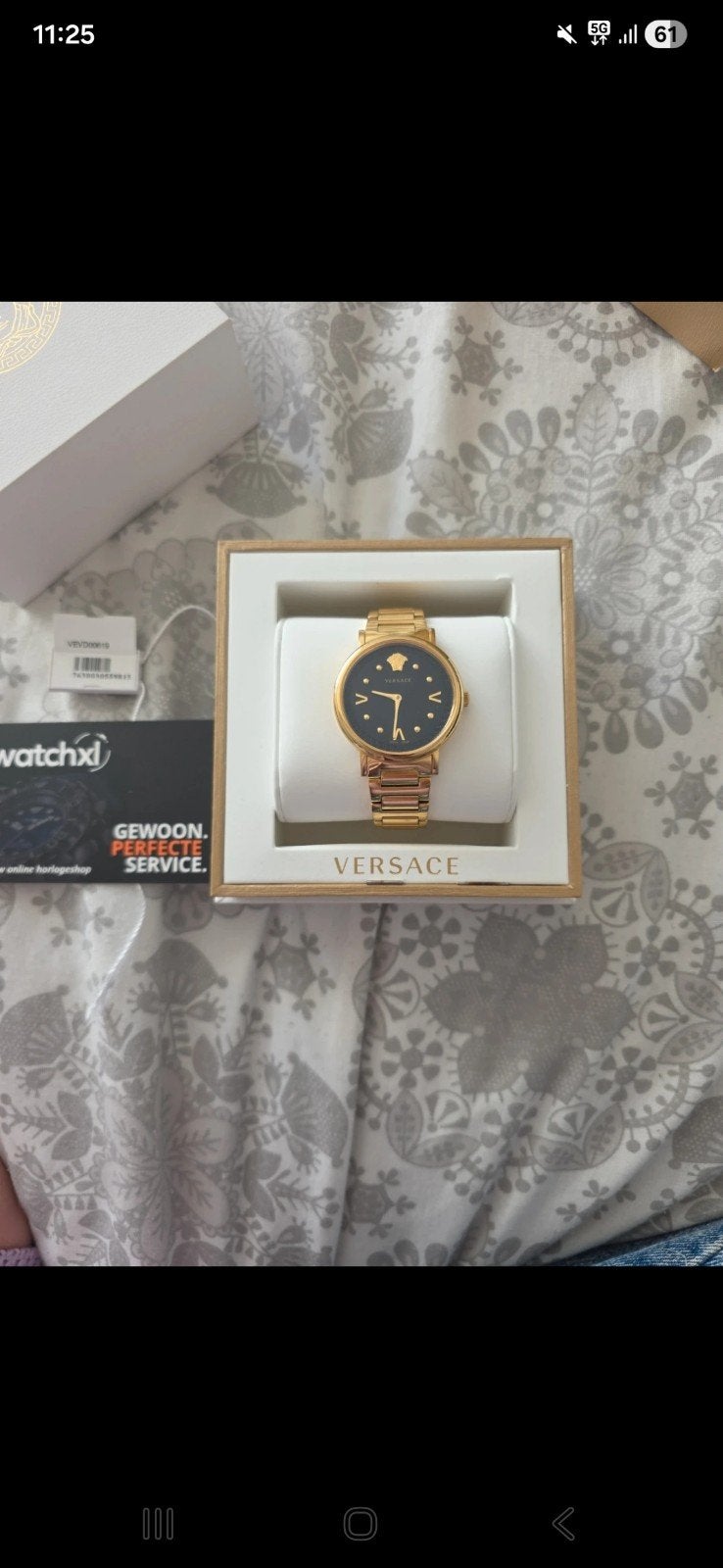 Versace horloge goudkleurig, nieuw in doos, Ophalen of Verzenden