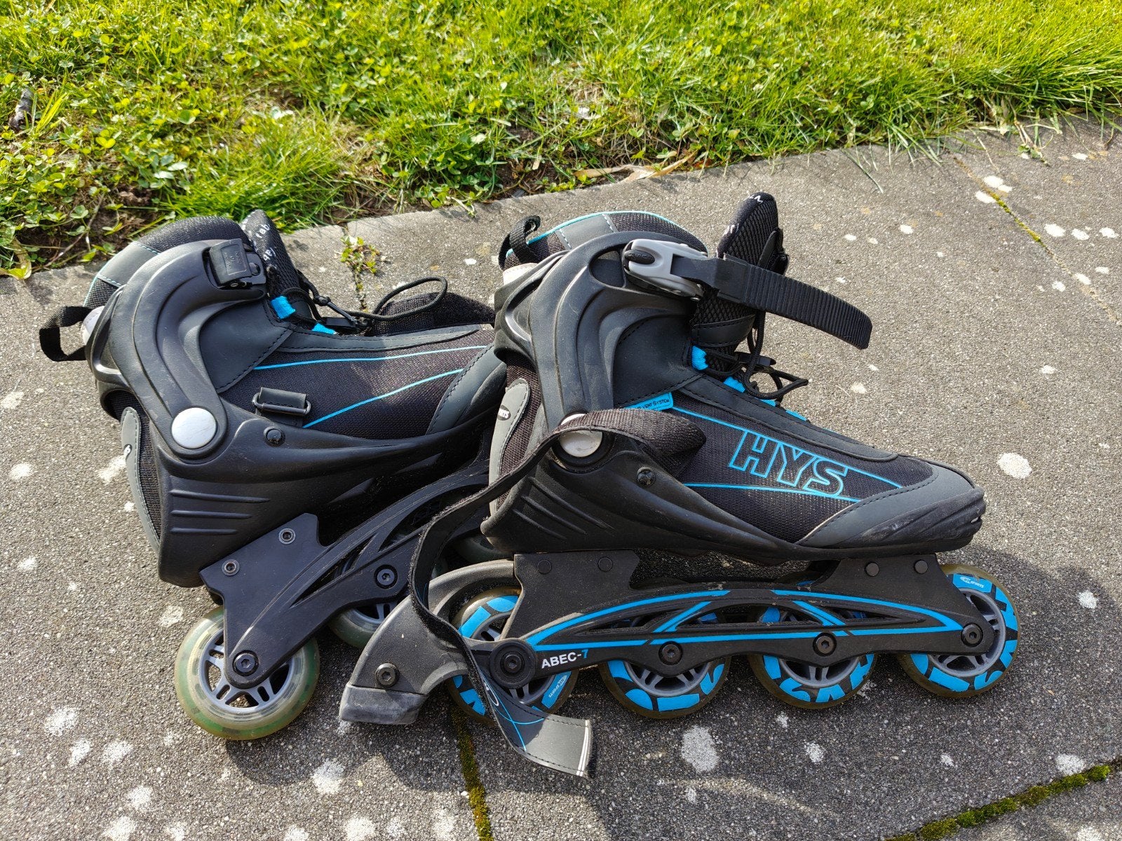 HYS Inline Skates - Maat 40 - Zwart/Blauw - ABEC-7 Lagers, Gebruikt, Dames, Inline skates 4 wielen, Ophalen