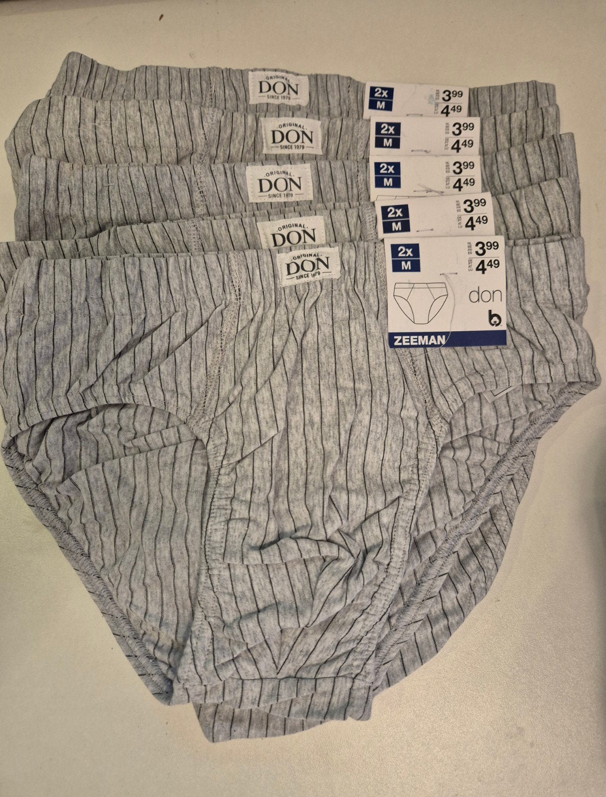 10 Don Zeeman slips - Grijs gestreept, Ophalen of Verzenden, Grijs, Don Zeeman, Slip