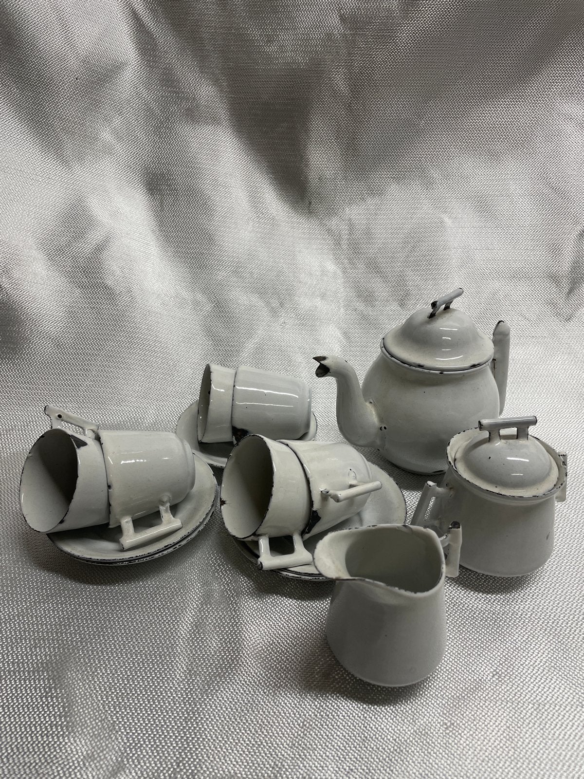 Vintage Wit Emaille Kinderservies - Theeservies, Antiek en Kunst, Antiek | Emaille, Ophalen