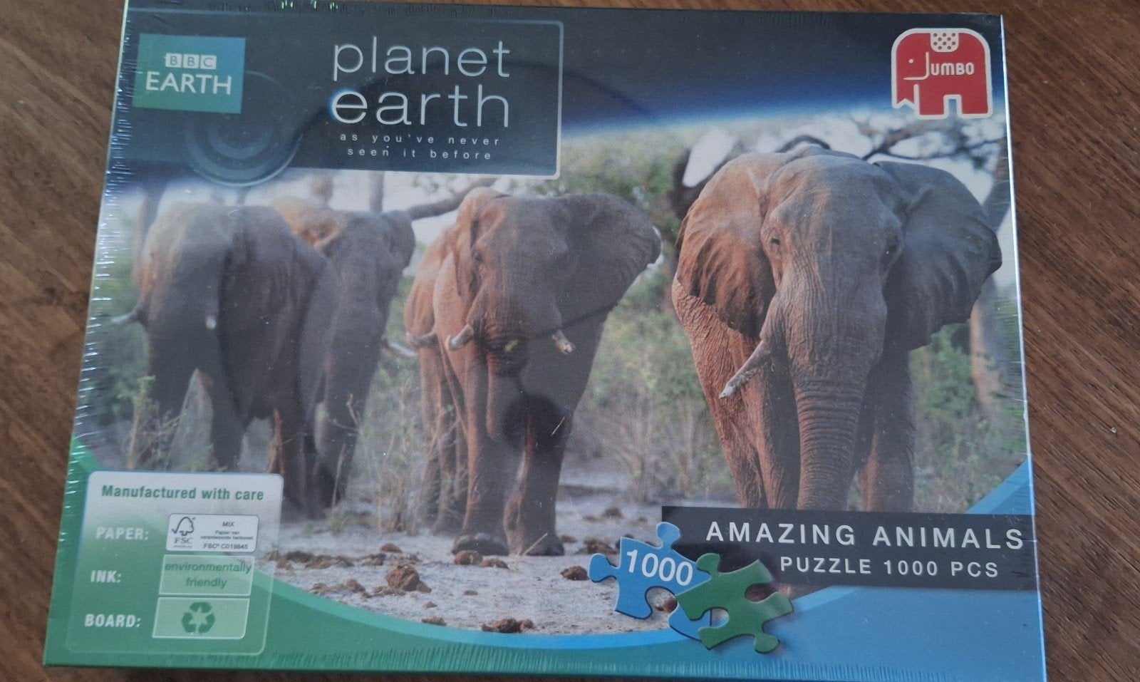 Jumbo Planet Earth Olifanten Puzzel 1000 Stukjes Nieuw, Ophalen of Verzenden, 500 t/m 1500 stukjes, Nieuw, Legpuzzel