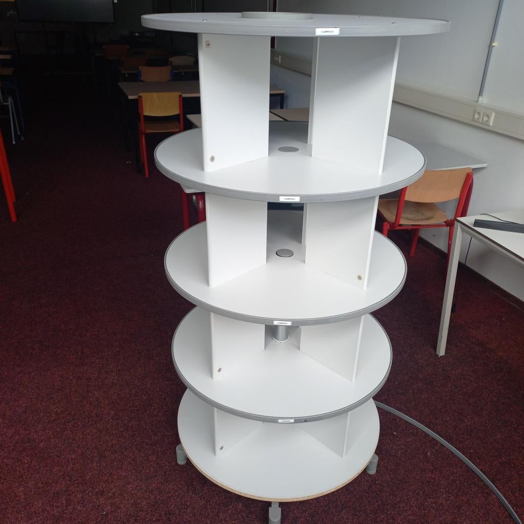 Witte ronde displaykast met 4 etages, Ophalen of Verzenden, Gebruikt