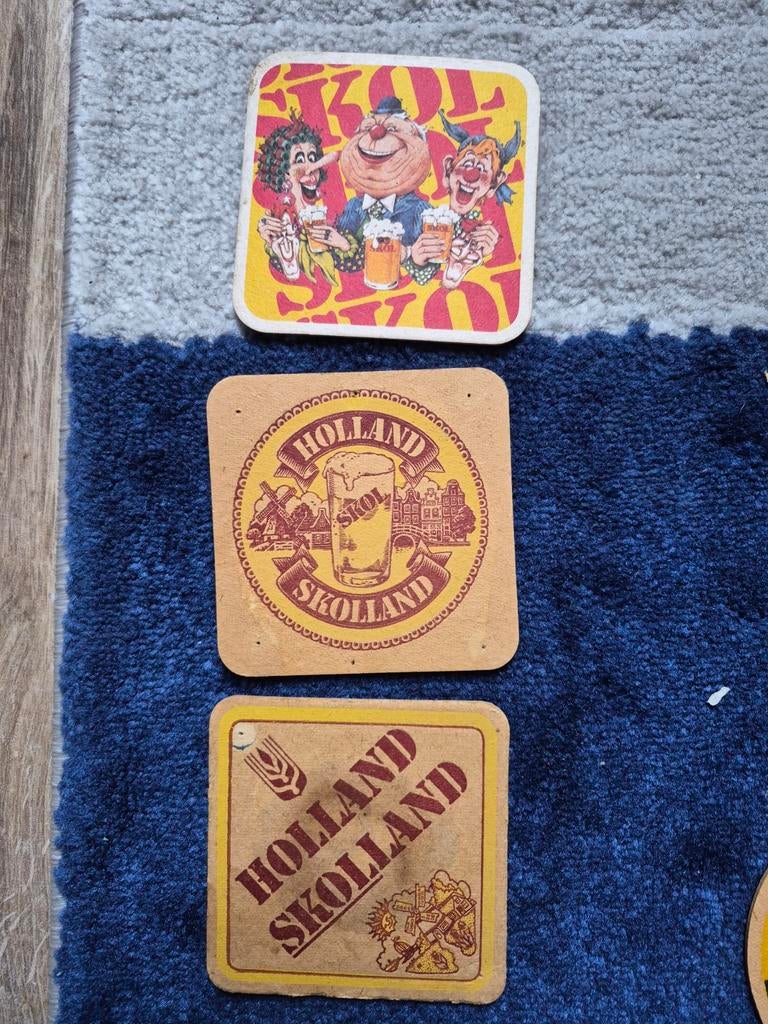 7 verschillende Skol bierviltjes - Vintage biercollectie, Ophalen of Verzenden