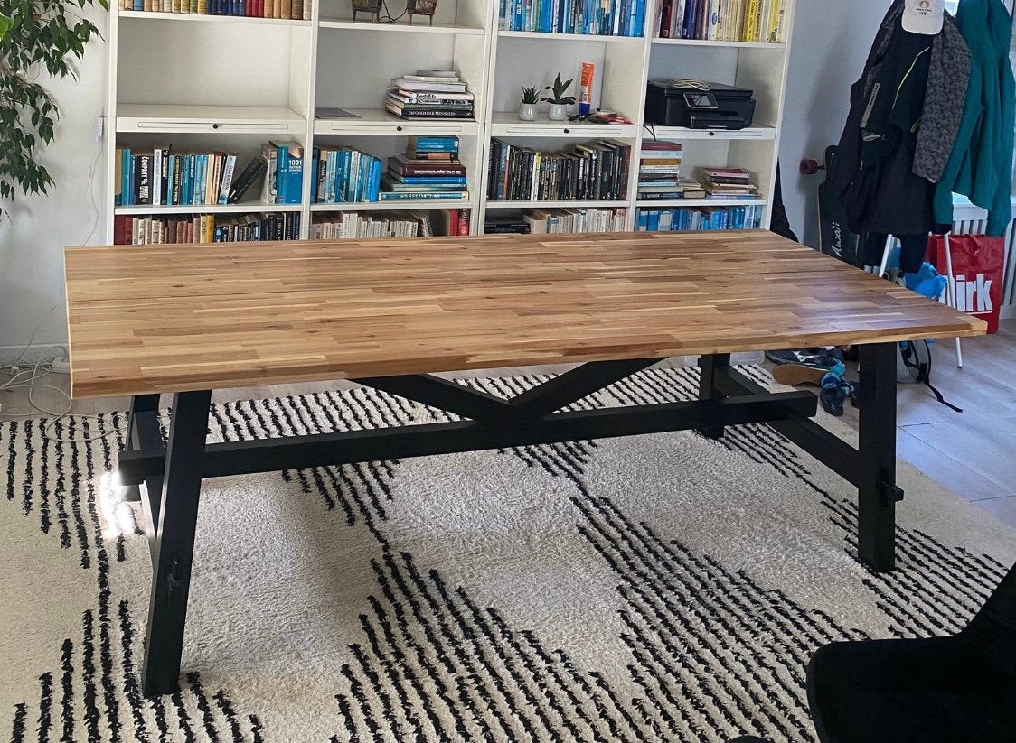 Ikea skogsta eettafel - 235 x 100cm, Ophalen, 200 cm of meer, 50 tot 100 cm, Zo goed als nieuw