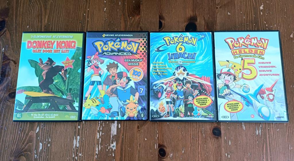 Donkey Kong & Pokémon DVD's - 4 stuks, Cd's en Dvd's, Gebruikt, Tekenfilm, Ophalen of Verzenden, Alle leeftijden