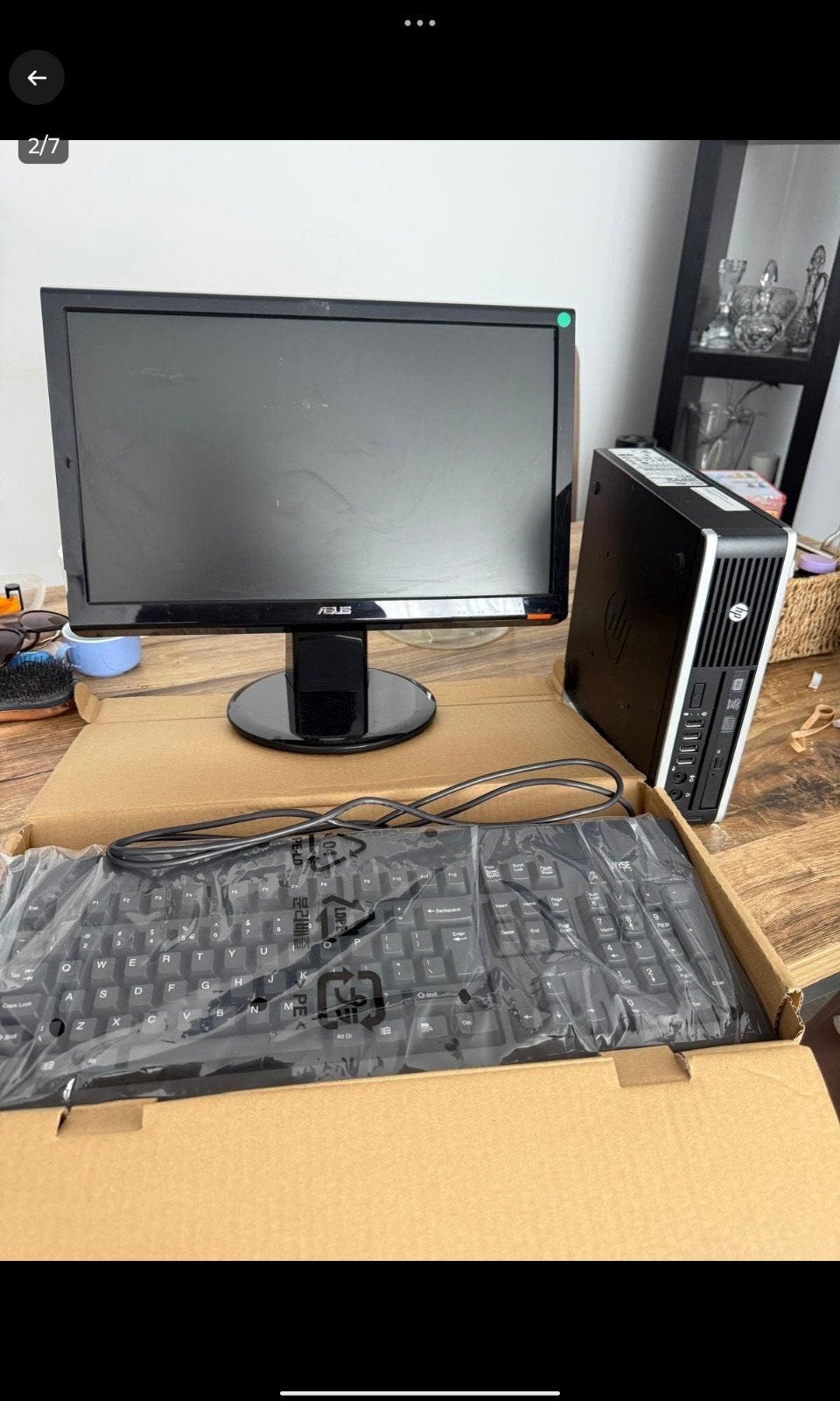 HP Compaq Desktop PC met ASUS Monitor en Toetsenbord, Gebruikt, ASUS, Full HD, Ophalen of Verzenden