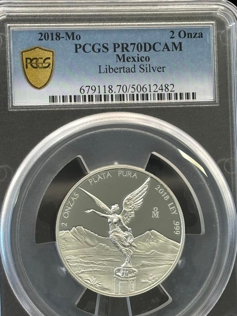 2018 Mexico 2 Oz Zilveren Libertad PR70DCAM PCGS, Postzegels en Munten, Munten | Amerika, Ophalen of Verzenden, Midden-Amerika