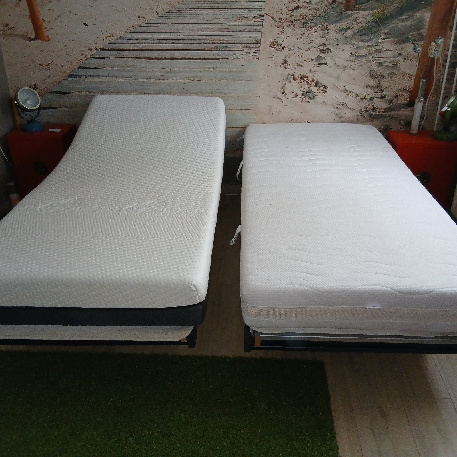 2 Auping bedden met goed matras, 90 cm, Eenpersoons, Zwart, Ophalen of Verzenden