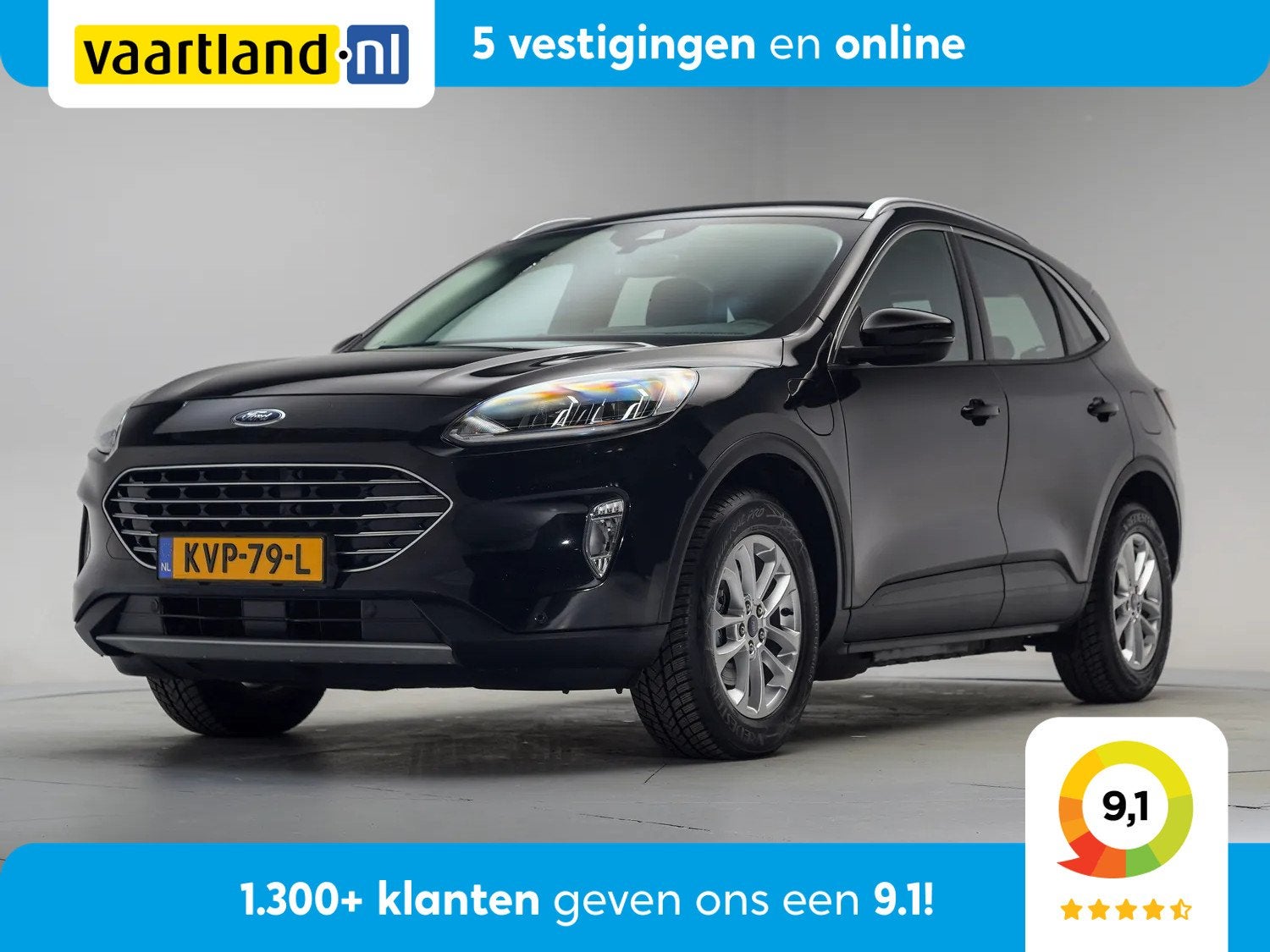 Ford Kuga 2.5 PHEV Titanium [ LED Apple/Android Navi Camera, Auto's, Gebruikt, 4 cilinders, Zwart, Plug-in hybride