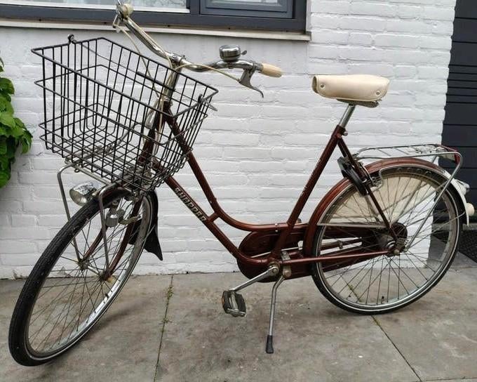 Raleigh Shopper Vintage Damesfiets met Mand, bruin retro, Overige merken, Gebruikt, Velgrem, Versnellingen