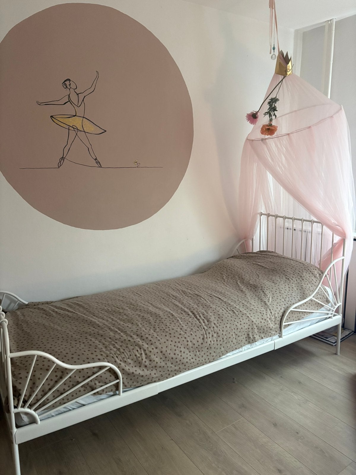 Eenpersoons meegroei bed Minnen Ikea, Ophalen, 70 tot 85 cm, Zo goed als nieuw, Lattenbodem