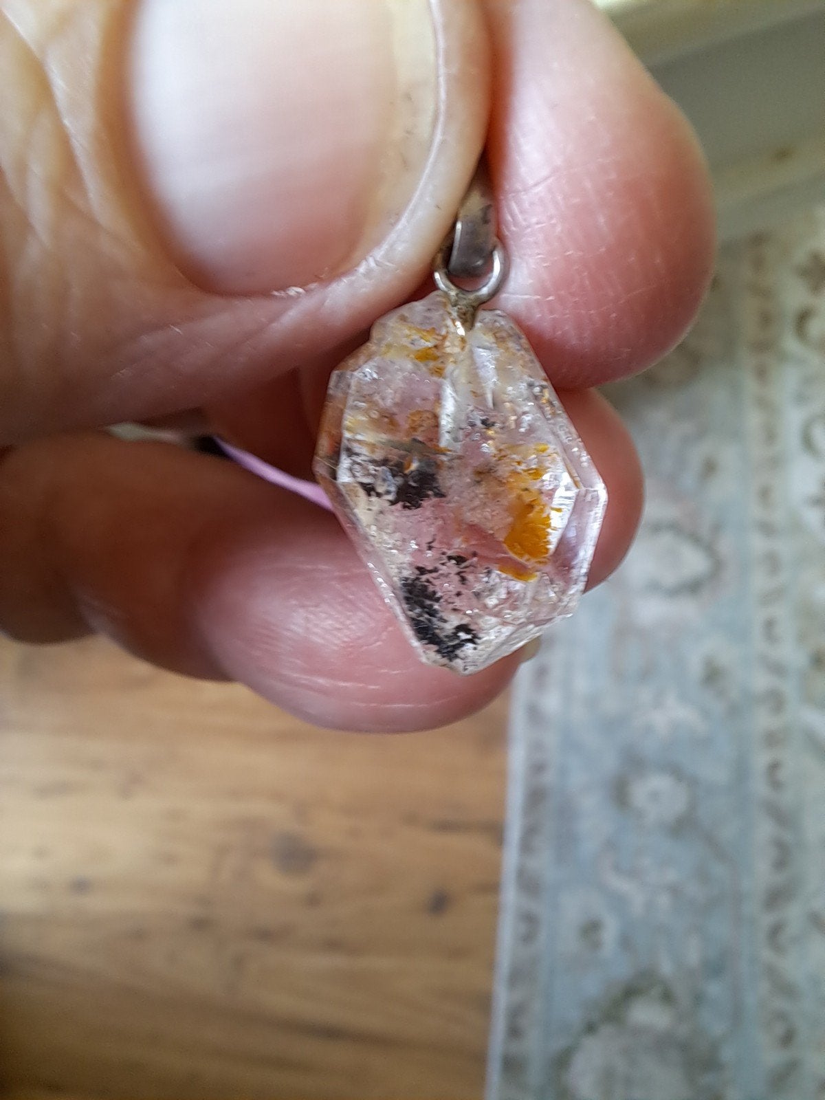 herkimer met insluitsels echt zilver, Ophalen of Verzenden, Zo goed als nieuw, Zilver, Zilver