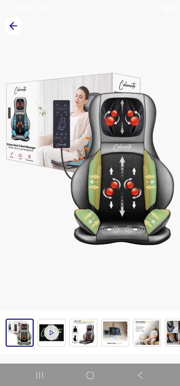 Calmenta Shiatsu Nek & Rug Massagestoel - Nieuw, Ophalen, Nieuw, Massagestoel of Kussen