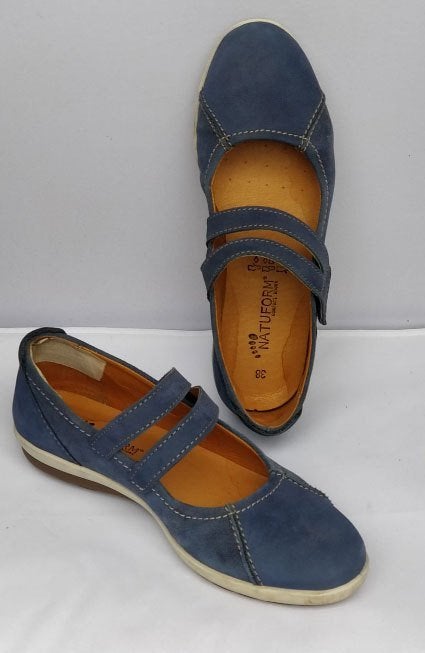 Ballerina, comfort, leer, Natuform Comfort Shoes, Blauw, Zo goed als nieuw, Ballerina's