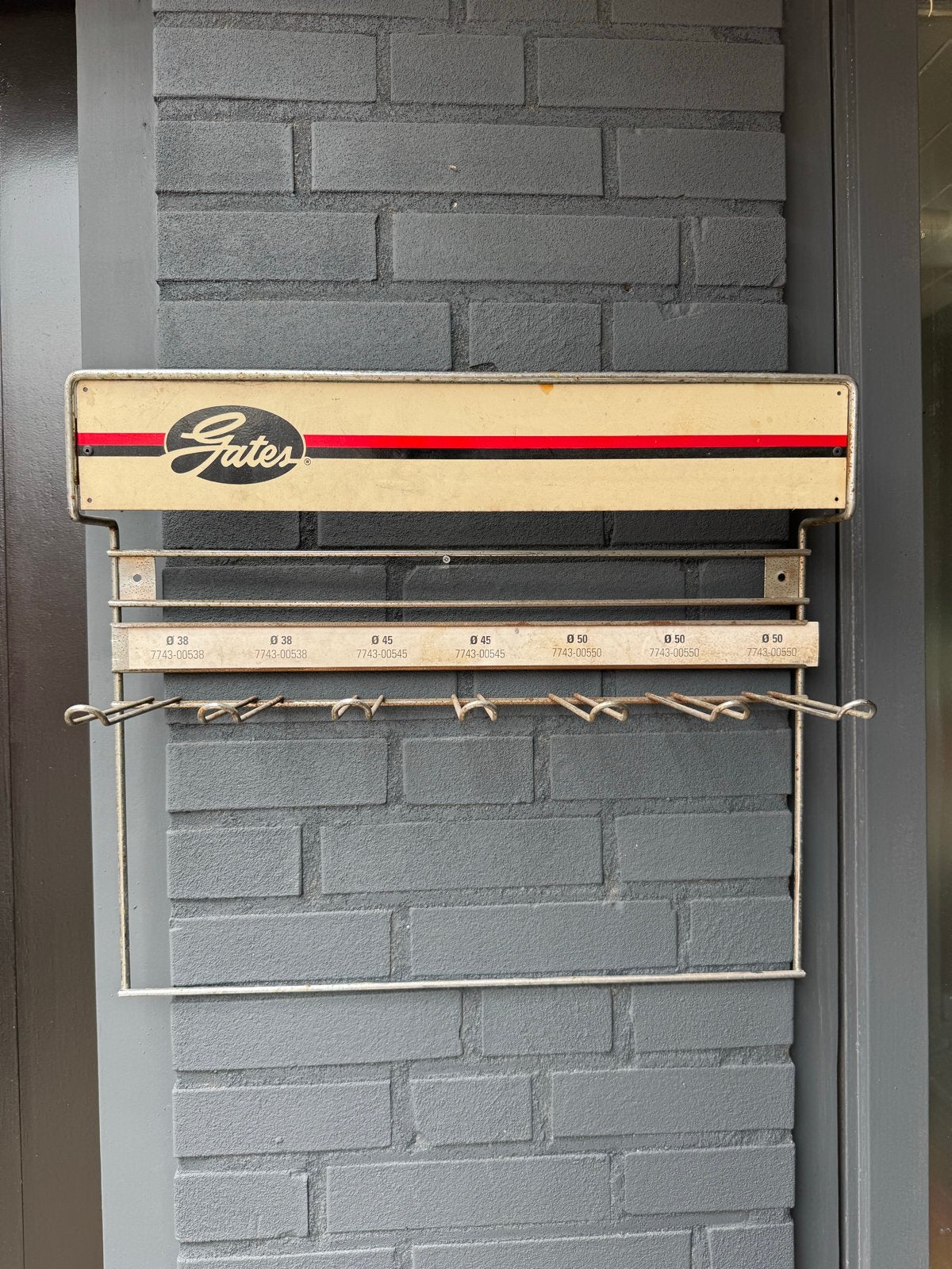 Vintage Gates V-snaar display rek - Garage decoratie, Reclamebord, Gebruikt, ., Ophalen of Verzenden