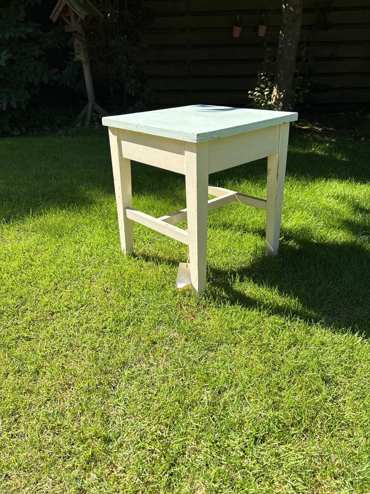 Vintage tafeltje met klep deksel - 41,5x41,5x48cm, Ophalen