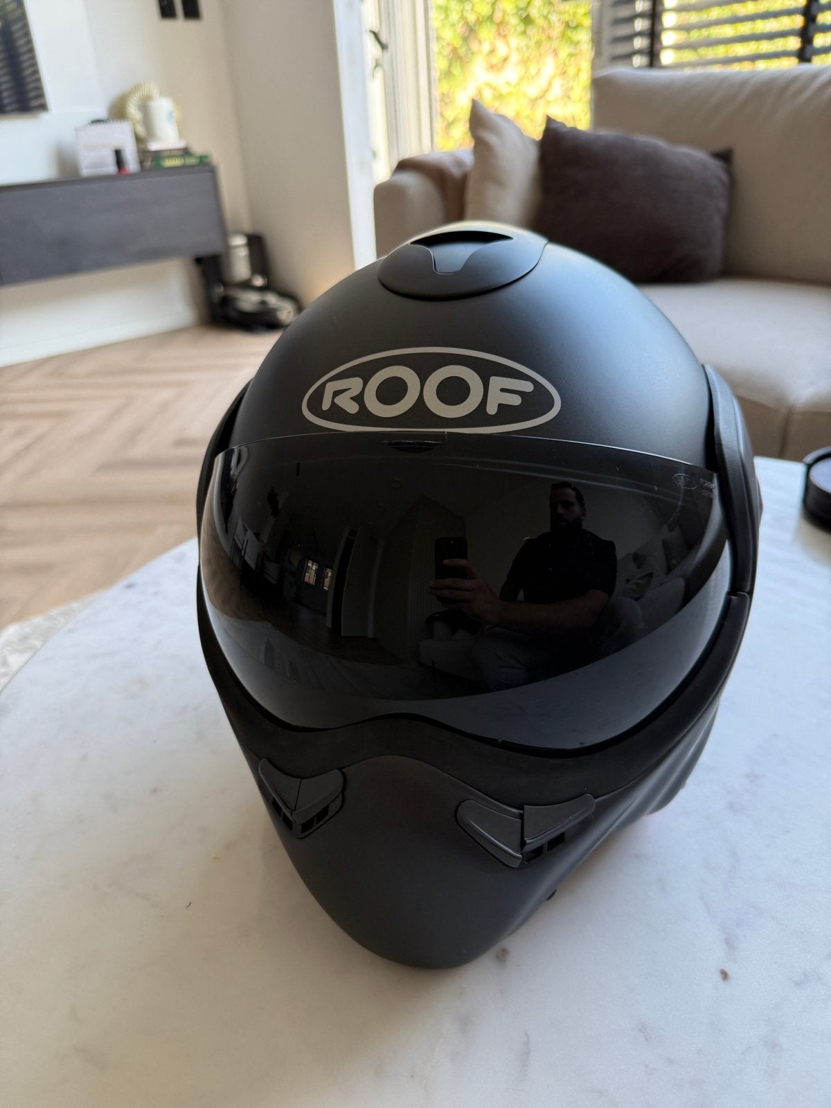 ROOF Boxer V8 Full Black motorhelm - Maat XL, Motoren, Overige merken, Systeemhelm, Heren, XL