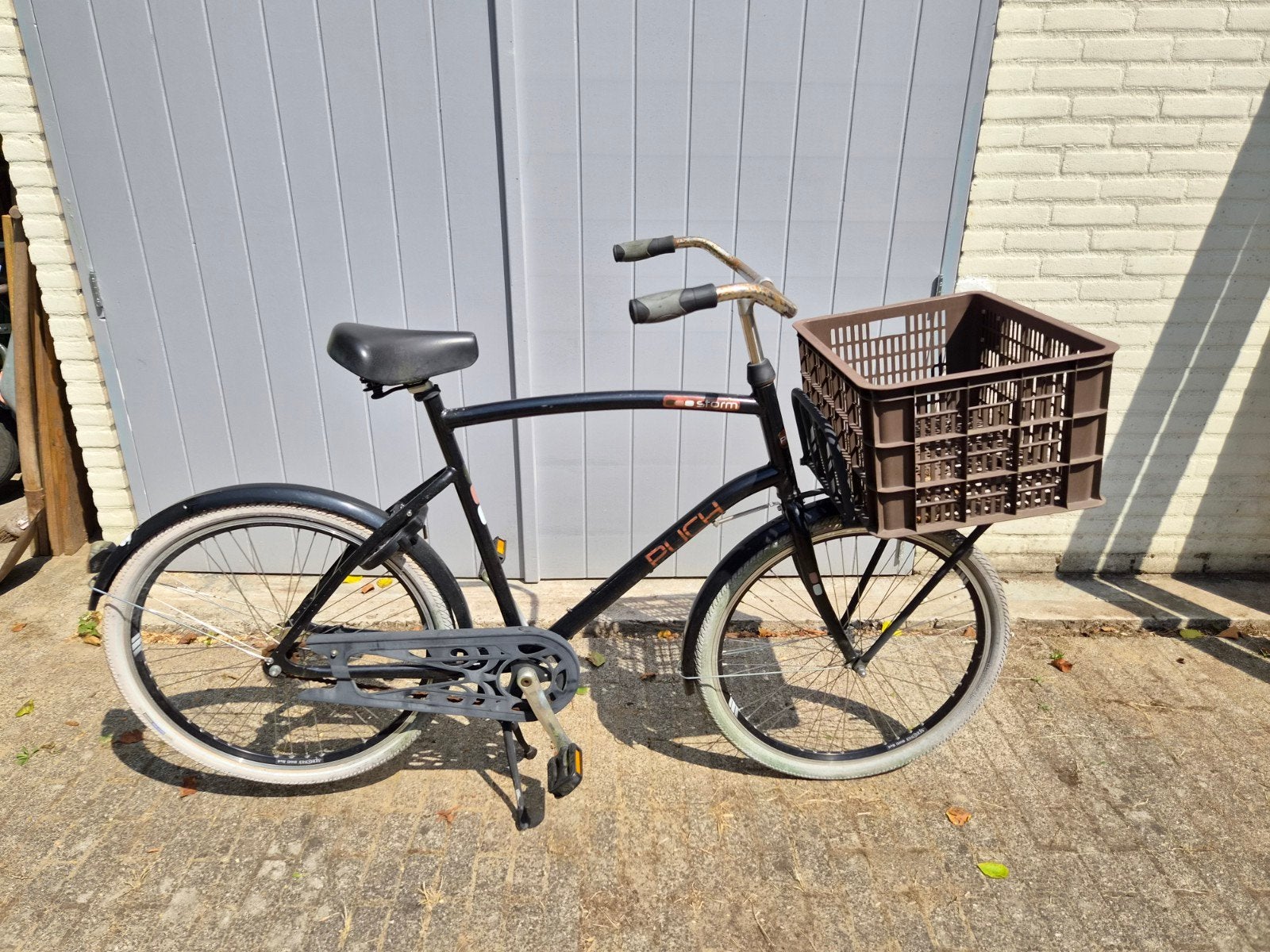 Puch fiets met voordrager en krat - Opknapper, Fietsen en Brommers, Terugtraprem, Ophalen, Overige merken, 53 tot 56 cm