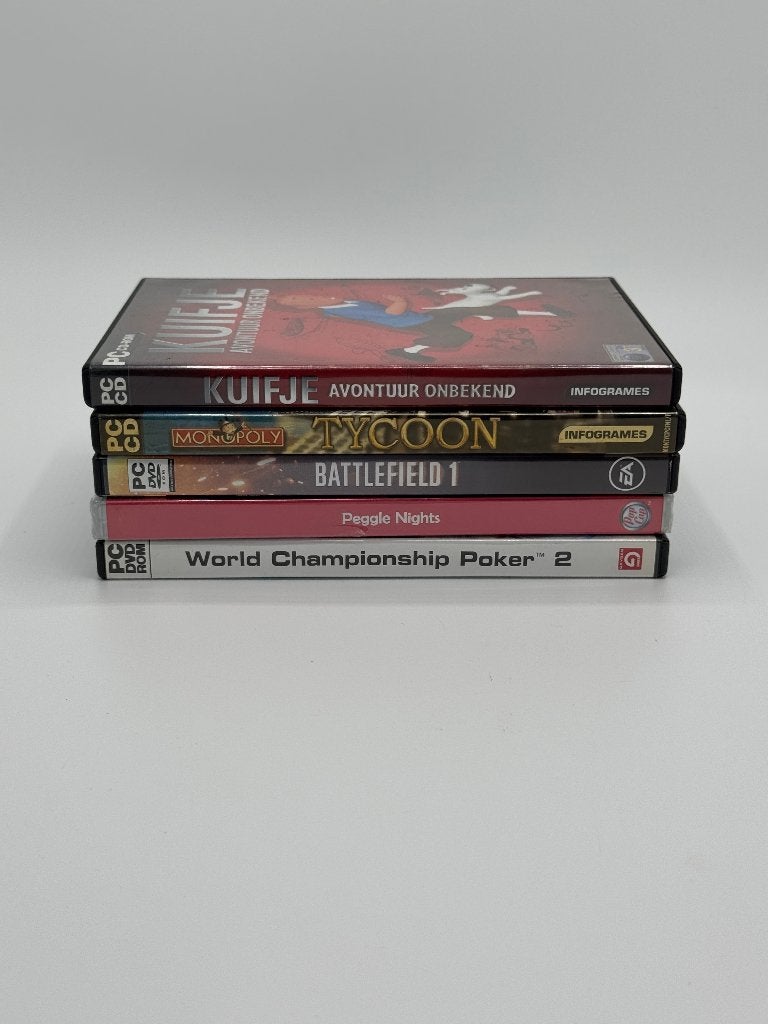 PC Games Bundel: Kuifje, Monopoly Tycoon, Battlefield 1 e.a., Spelcomputers en Games, Online, Gebruikt, Vanaf 18 jaar, Overige genres