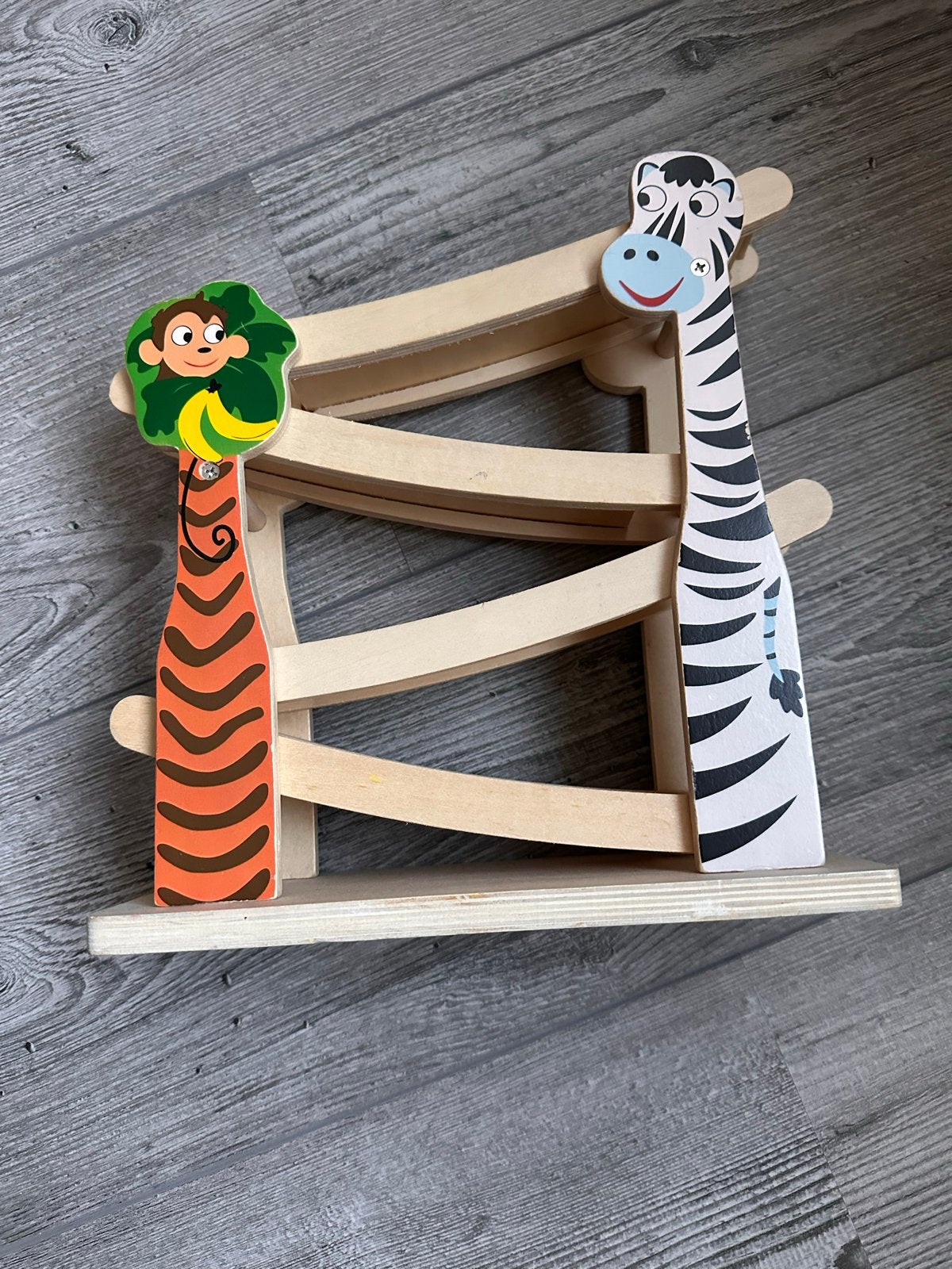 Houten Racebaan met Auto's - Aap en Zebra Thema, Ophalen, Gebruikt