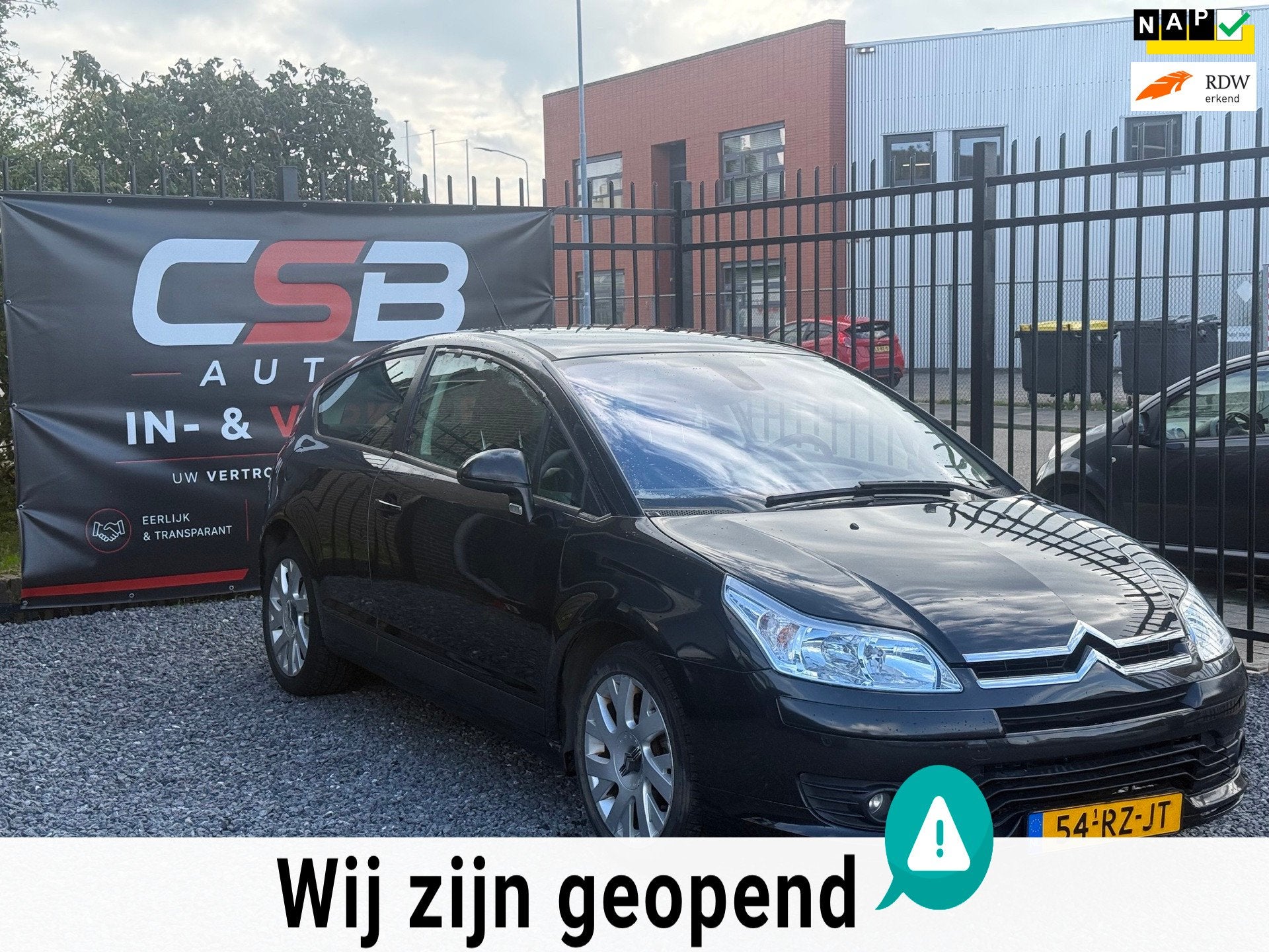 Citroen C4 Coupé 1.6-16V VTR+ AUTOMAAT!AIRCO!APK!KOOPJE!, Auto's, Stof, Gebruikt, Zwart, 4 cilinders