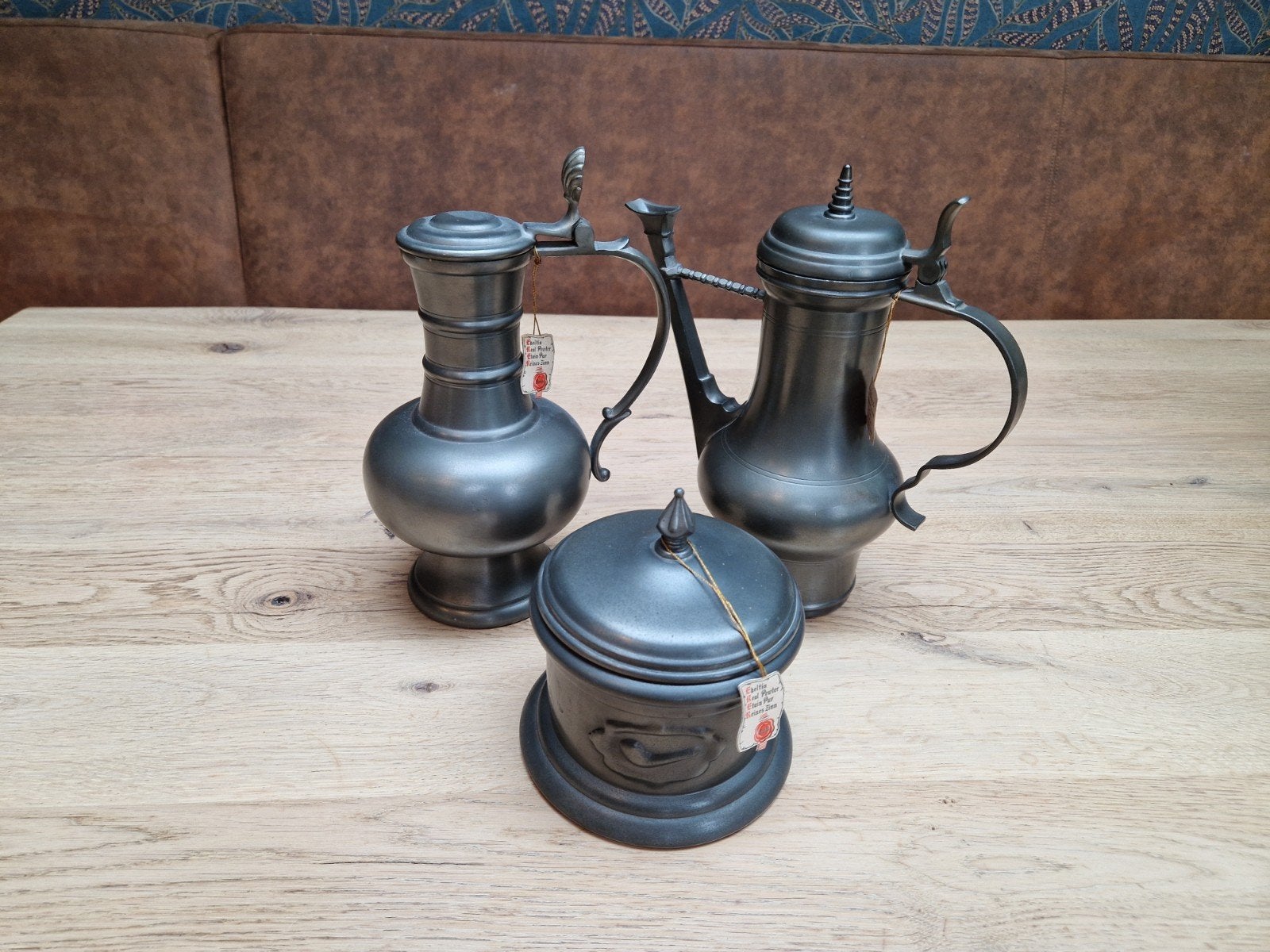 Set van 3 Benka tinnen kannen en pot, Ophalen of Verzenden