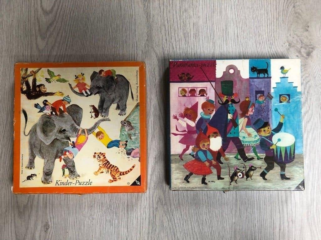 Vintage houten Ravensburger kinderpuzzels, Ophalen of Verzenden