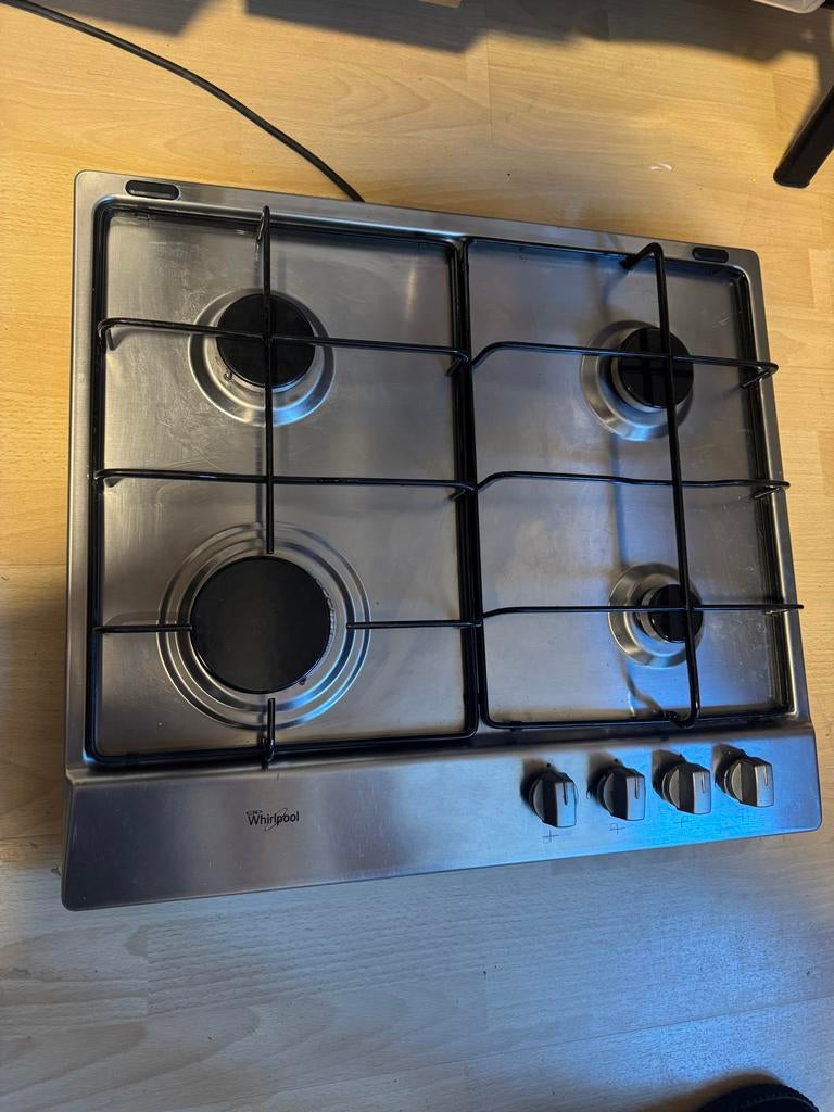 Whirlpool Gas Kookplaat - 4 Pitten, RVS Inbouw, Witgoed en Apparatuur, Kookplaten, Ophalen, Gebruikt, 4 kookzones, Inbouw