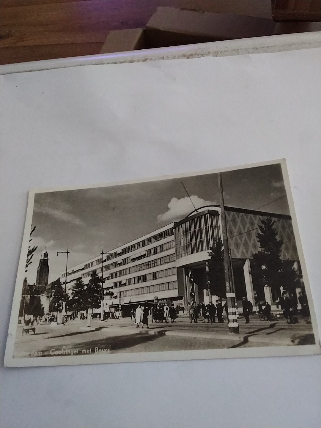 Oude ansichtkaart Rotterdam Coolsingel met Beurs, Ophalen of Verzenden, 1940 tot 1960, Gelopen, Zuid-Holland