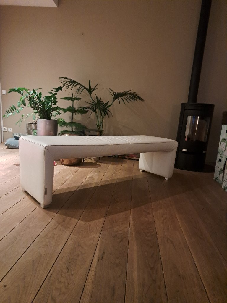 Bank wit leer, Gebruikt, 150 tot 200 cm, Tweepersoons, Ophalen of Verzenden