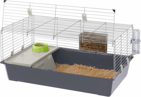 Ferplast Rabbit 100 - Knaagdierkooi - Grijs - 95 x 57 x 46cm, Dieren en Toebehoren, Knaagdieren en Konijnen | Hokken en Kooien