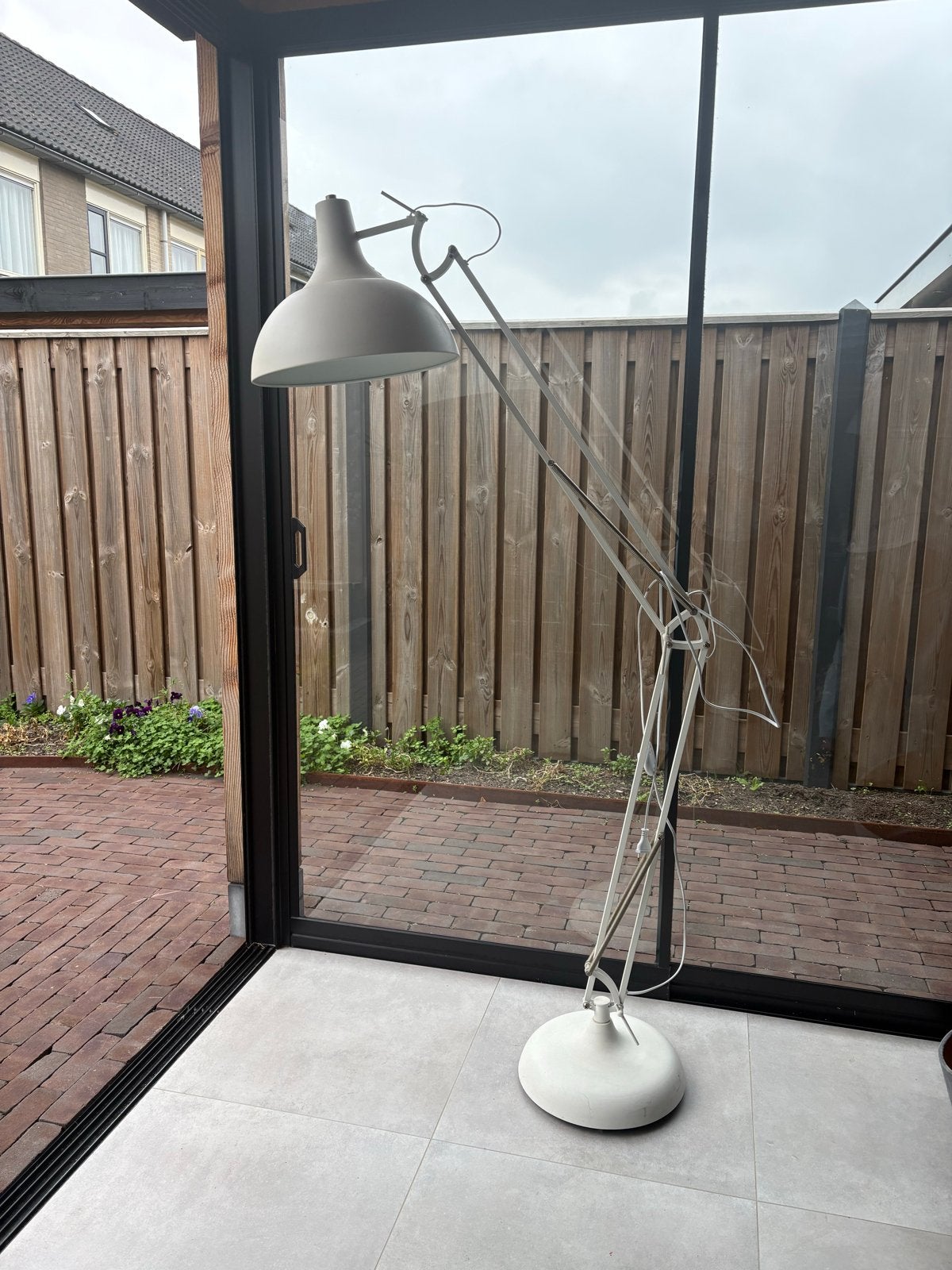 Grote staande retro lamp - Wit, Ophalen, Gebruikt, E27 (groot), Metaal