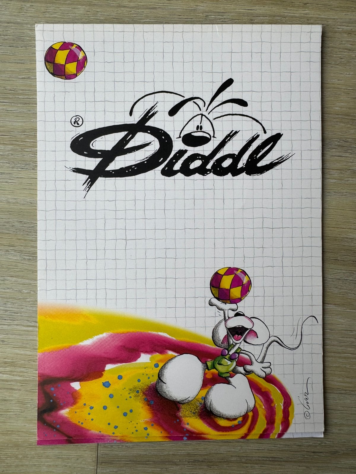Vintage Diddl notitieblok Diddl met bal 2 bladen origineel, Verzenden, Zo goed als nieuw