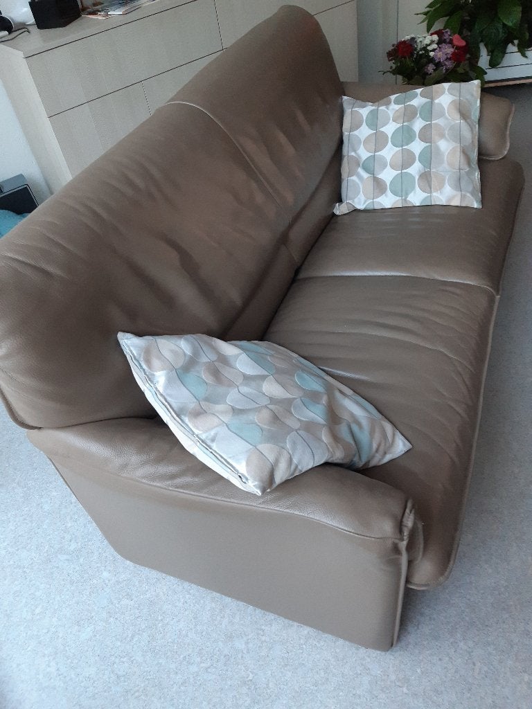 lerenbankstel  leo lux 3 zit, Ophalen, Driepersoons, Zo goed als nieuw, Minder dan 150 cm
