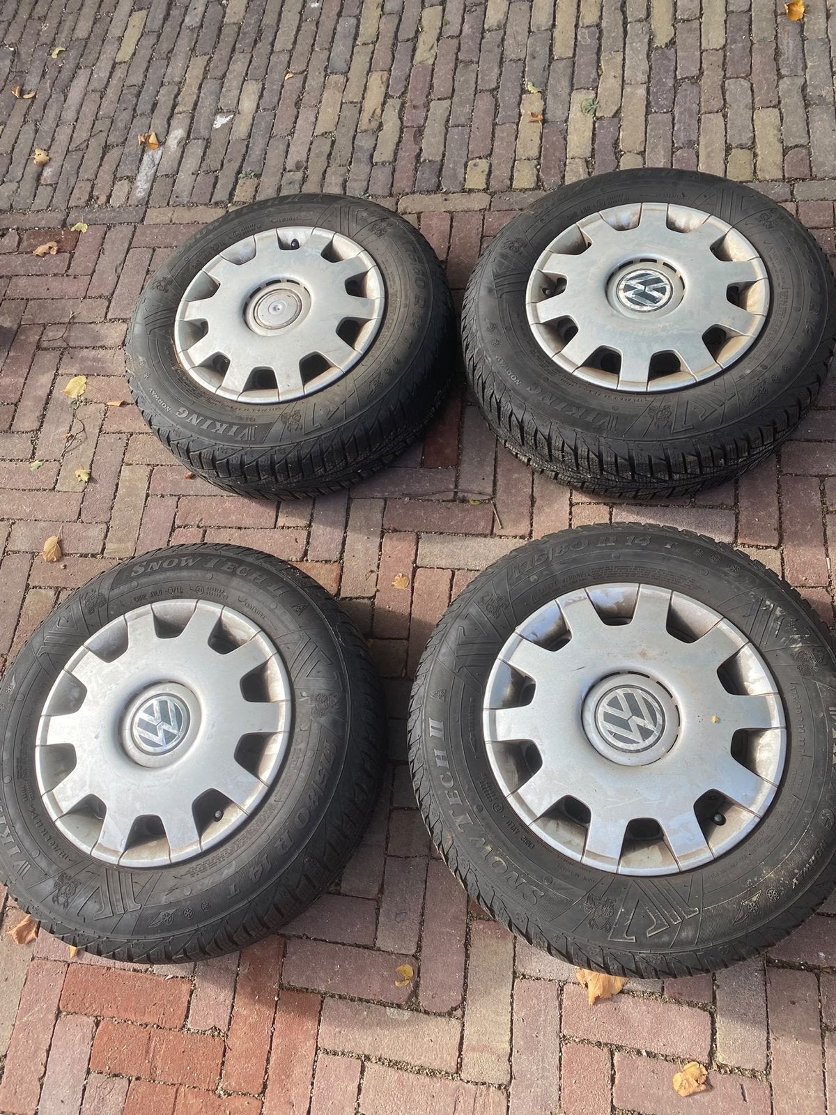 Viking SnowTech II winterbanden met velgen - 175/80 R14, Ophalen, Gebruikt
