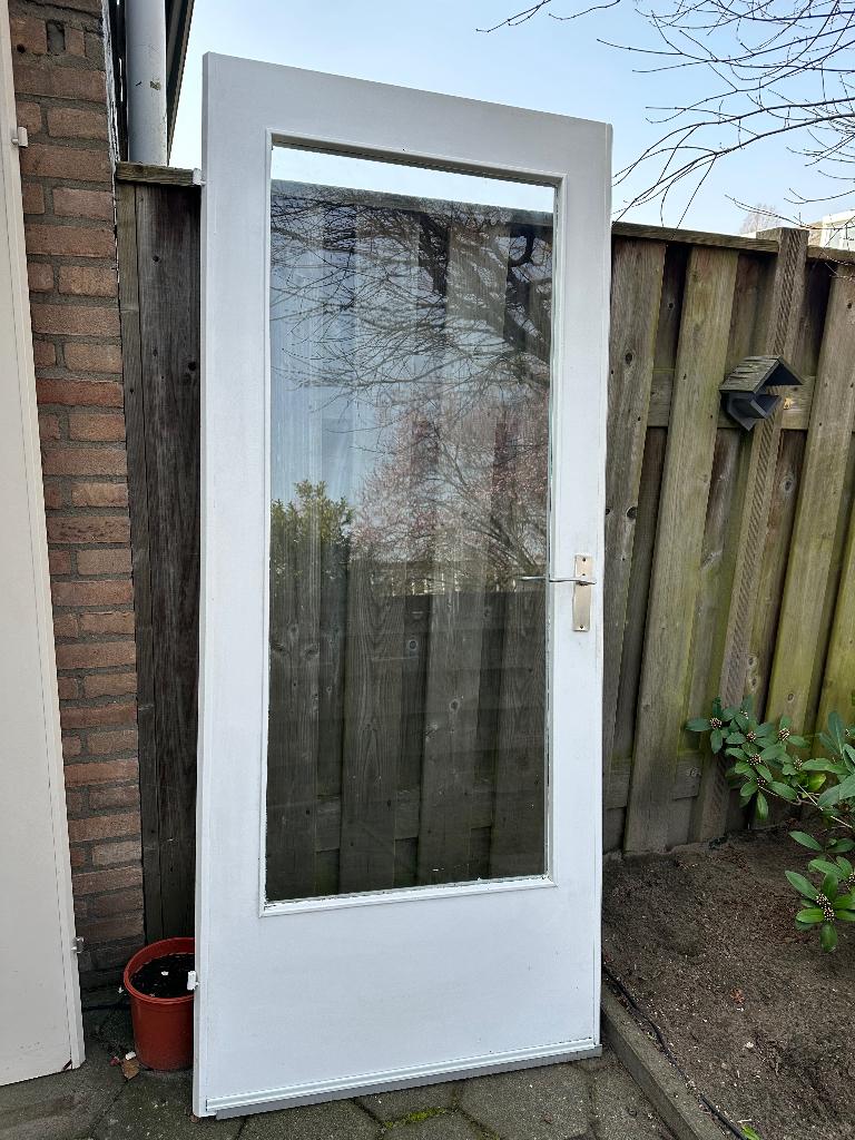 Opdek binnendeur met glas, Doe-het-zelf en Verbouw, Deuren en Horren, Ophalen, Gebruikt, 80 tot 100 cm, Binnendeur
