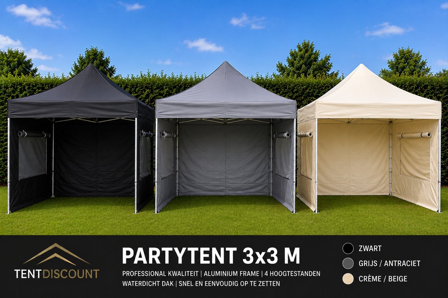 Professionele Partytent 3x3m - Premium 40 Hexagonaal Alumini, Tentdiscount, Opvouwbaar, Minder dan 4 meter, Nieuw