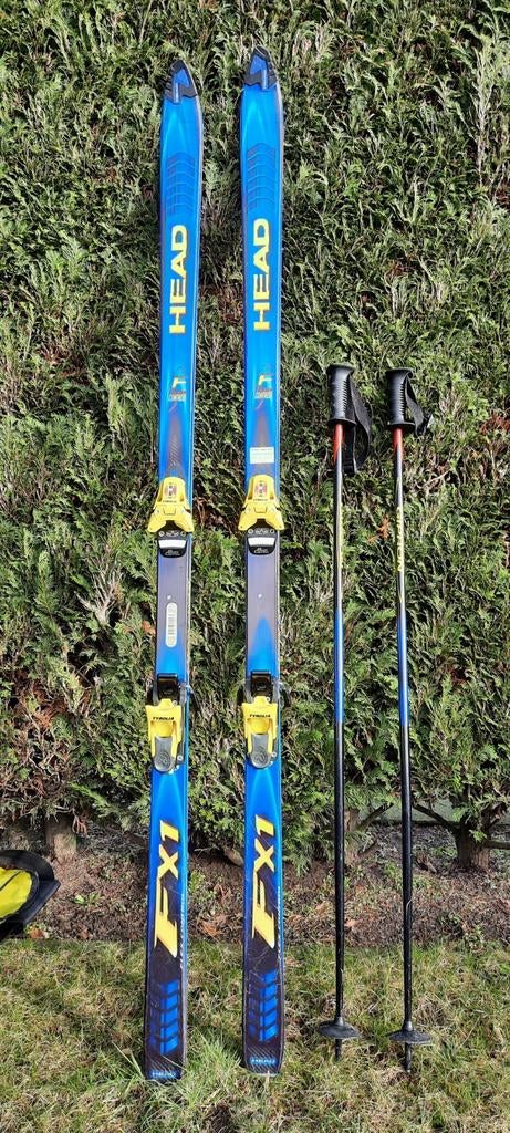 Head ski's 190 cm met Tyrolia bindingen, skistokken en tas, Ophalen