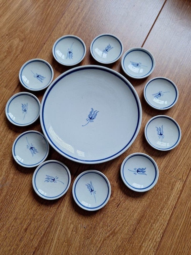 Royal Goedewaagen Petit Four Set - Blauw Tulpdecor. Olaf., Ophalen of Verzenden