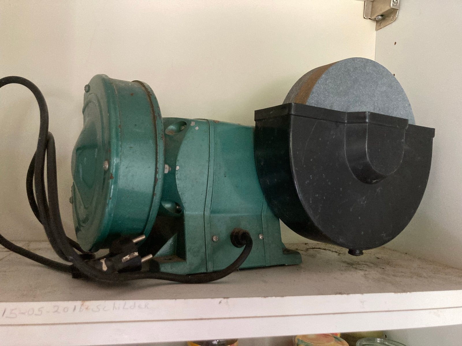Vintage Werbank Slijpmachine - Groen, Ophalen, Gebruikt, Minder dan 700 watt, Werkbankslijpmachine