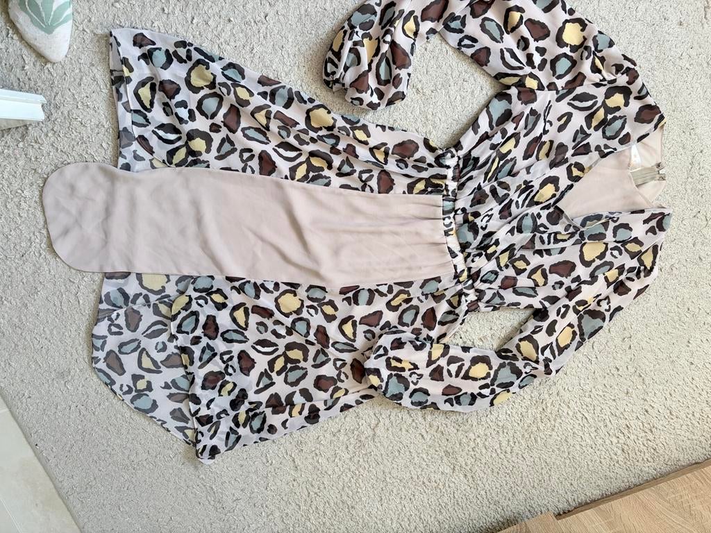 Leopardprint jurk met lange mouwen, Kleding | Dames, Jurken, Maat 38/40 (M), Overige kleuren, Ophalen of Verzenden, Zo goed als nieuw
