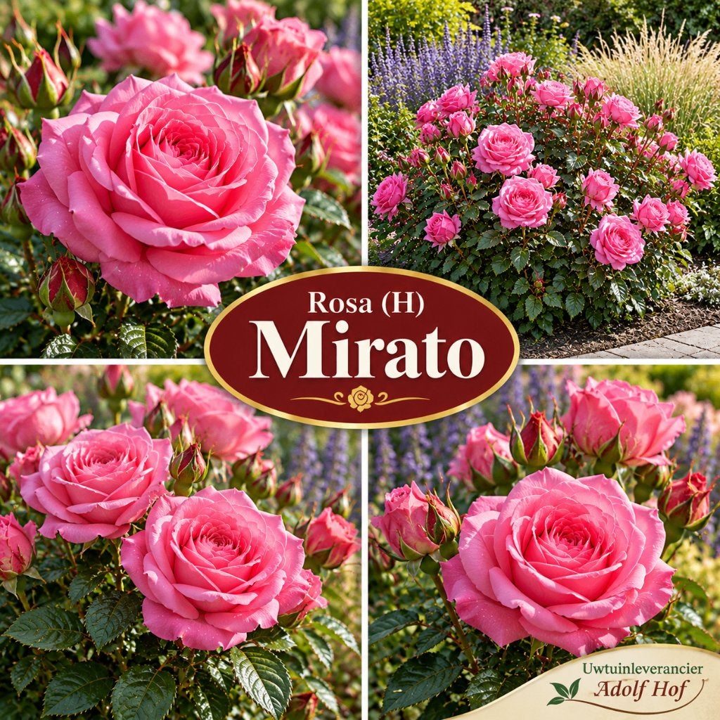 Rosa (H) ‘Mirato’ – prachtige roze rijkbloeiende roos, Tuin en Terras, Ophalen of Verzenden, Overige soorten, Volle zon