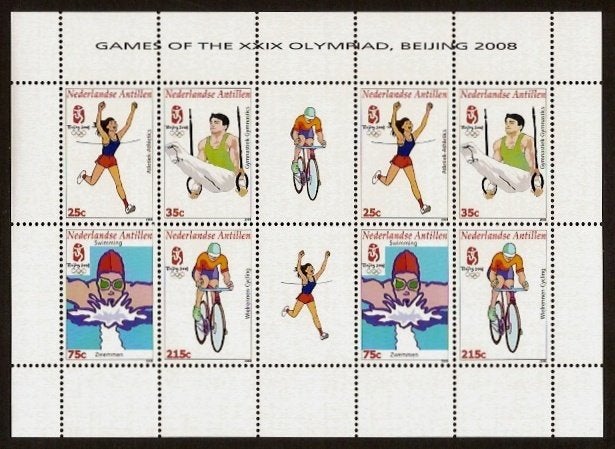 Nederlandse Antillen V1818/21 pfr Olympische Spelen 2008, Ophalen of Verzenden, Gestempeld