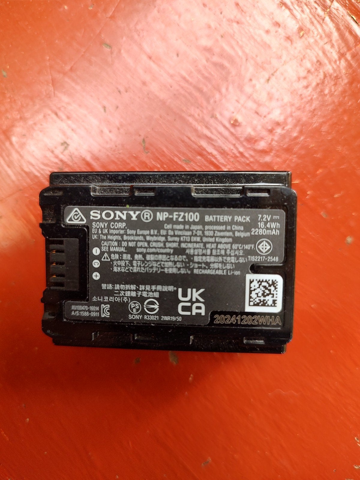 Sony NP-FZ100 Batterij - 7.2V 2280mAh InfoLITHIUM Z, Ophalen of Verzenden, Gebruikt, Oplaadbaar